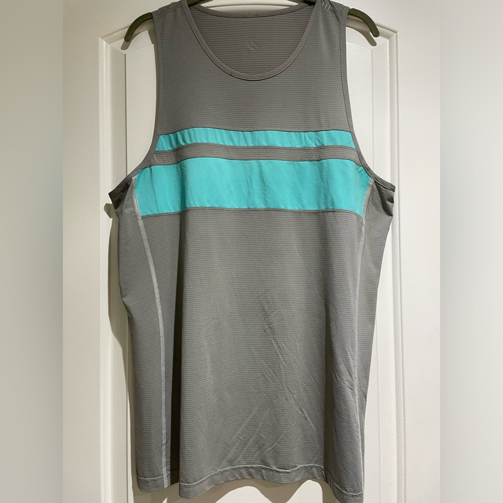 lululemon athletica Gray and Aqua Men's Tank Top